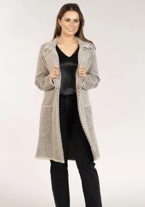 Chevron  Knitted Coat - Neutral