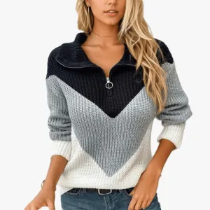Chic Chevron Half-Zip Sweater