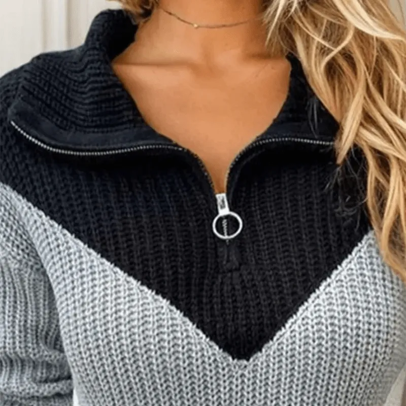 Chic Chevron Half-Zip Sweater