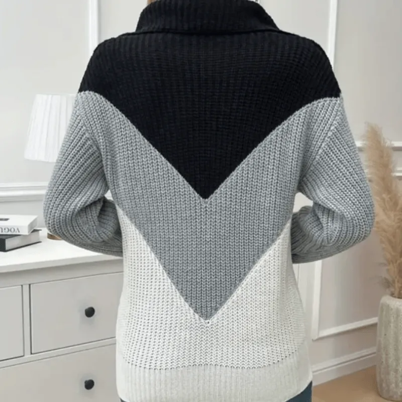 Chic Chevron Half-Zip Sweater