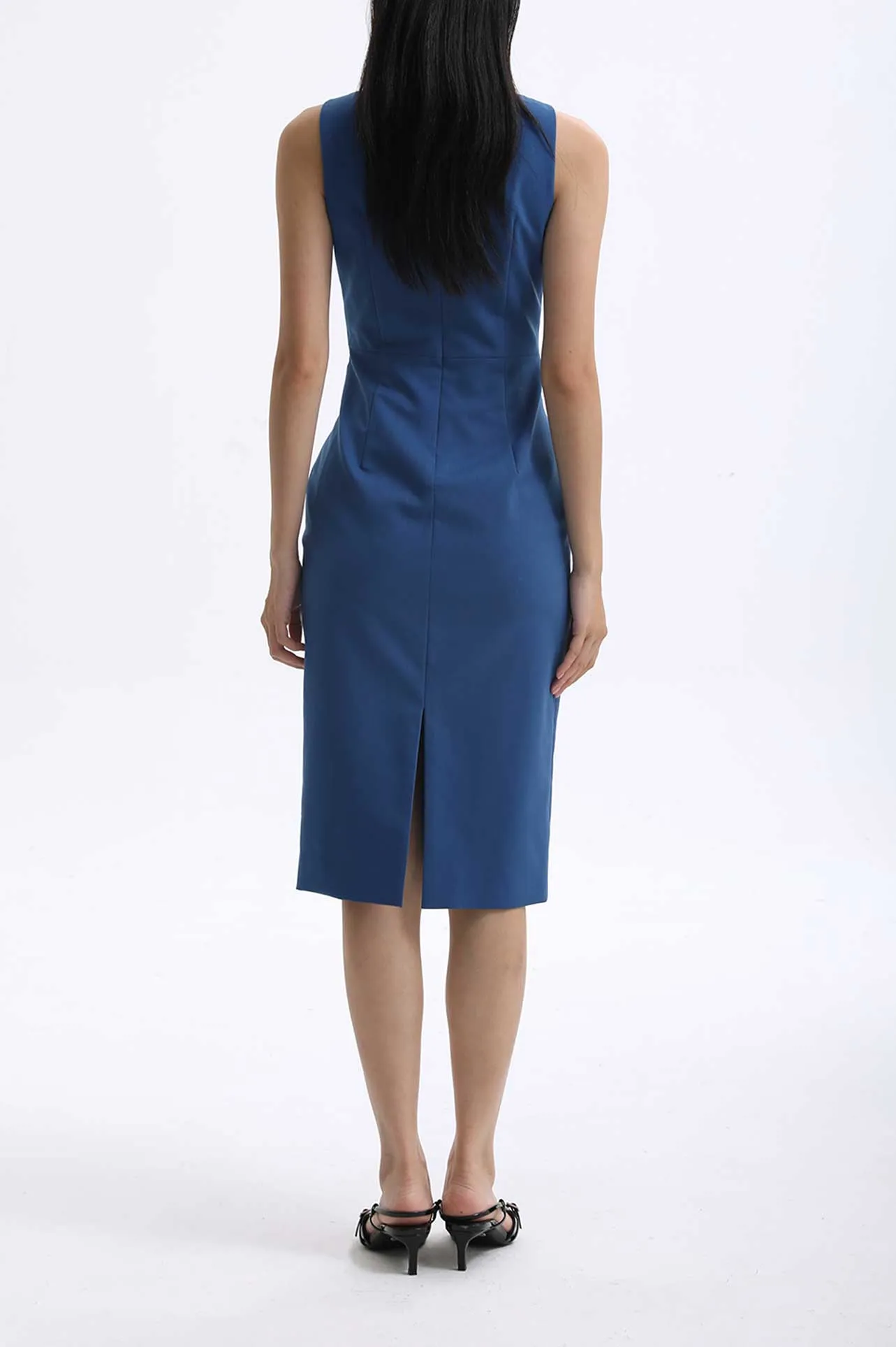 CLASSIC BOAT NECK DRESS IN DARK BLUE