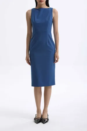 CLASSIC BOAT NECK DRESS IN DARK BLUE