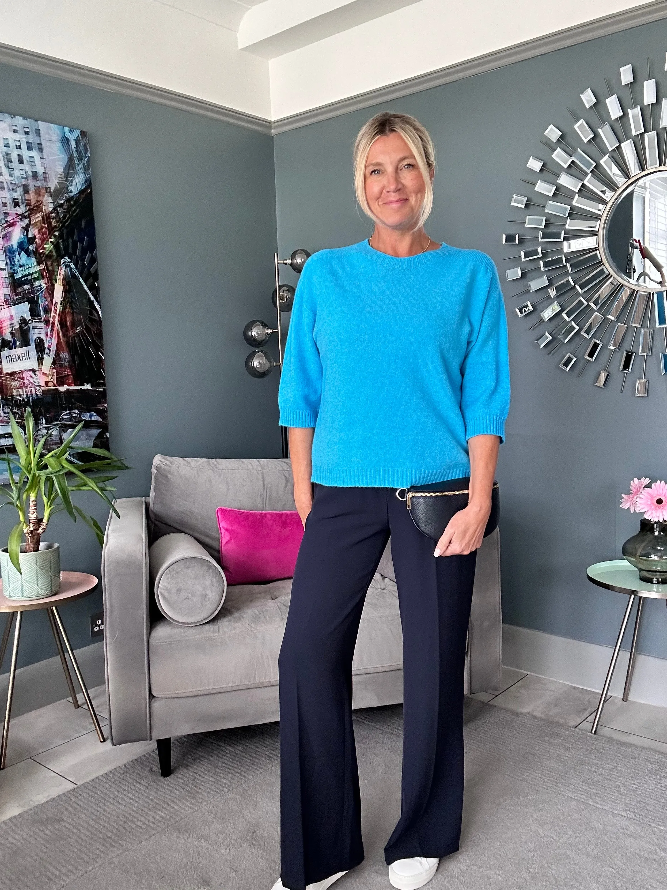 Cobalt Blue Half Sleeve Jumper