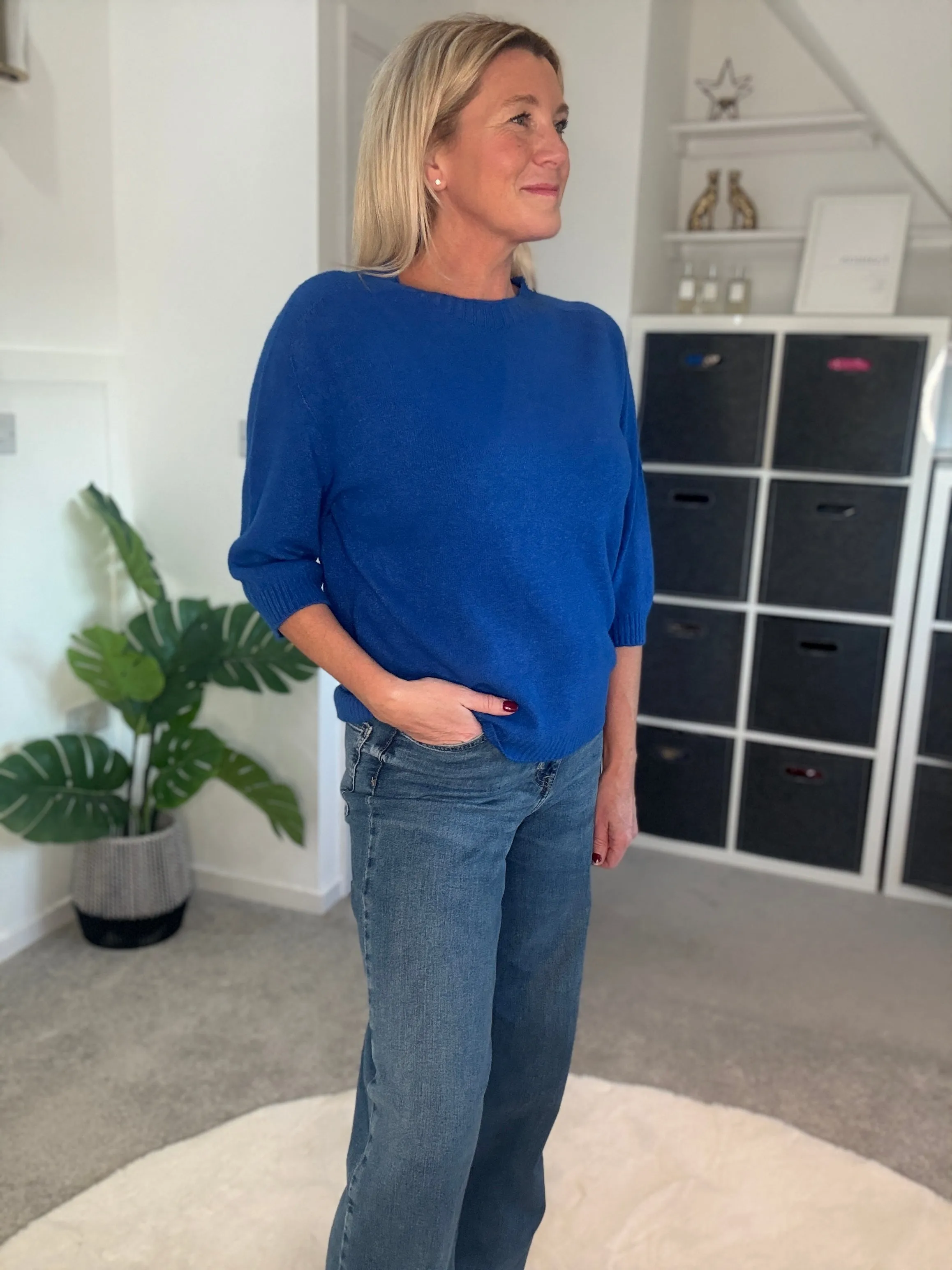 Cobalt Blue Half Sleeve Jumper