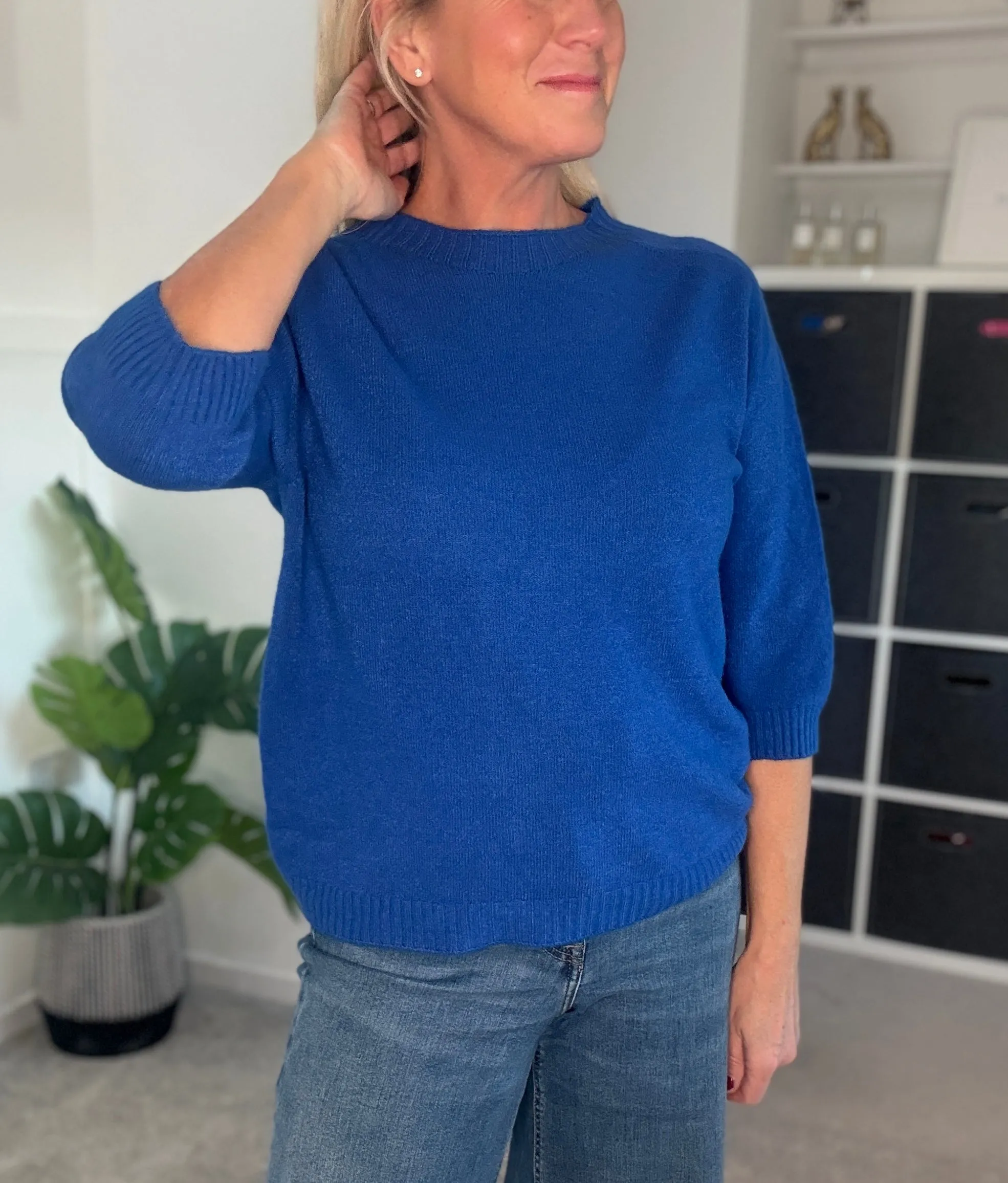 Cobalt Blue Half Sleeve Jumper