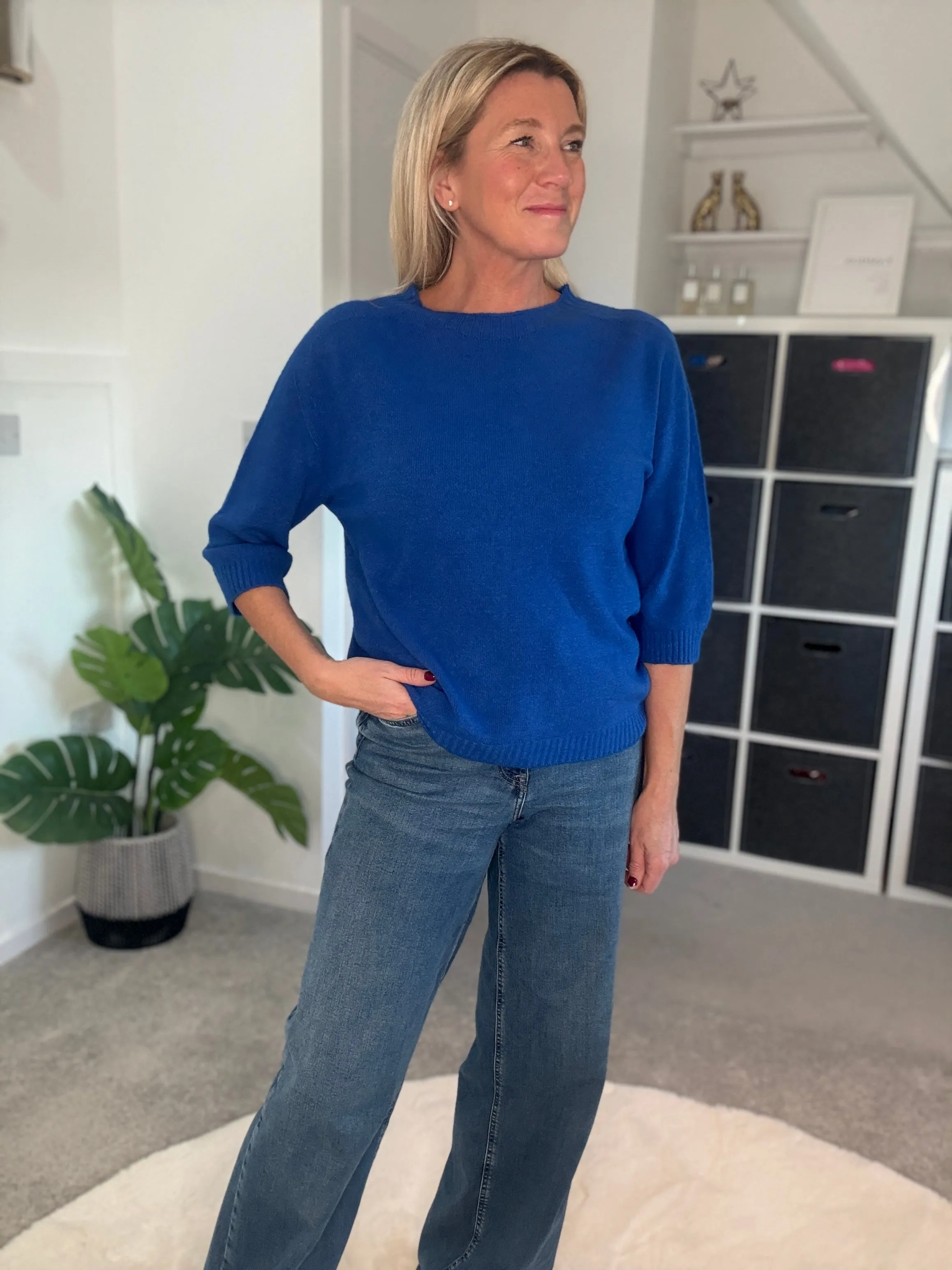 Cobalt Blue Half Sleeve Jumper