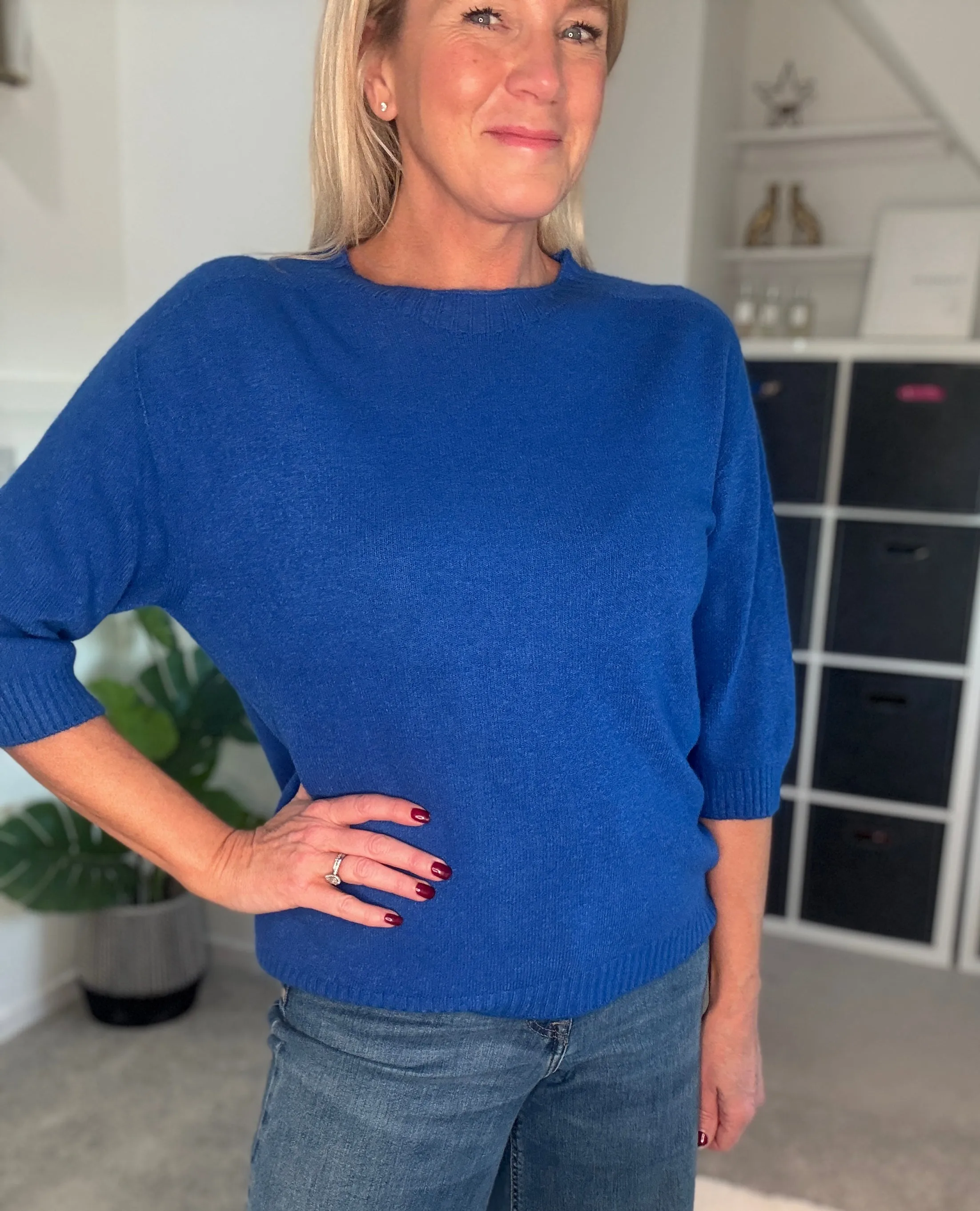 Cobalt Blue Half Sleeve Jumper