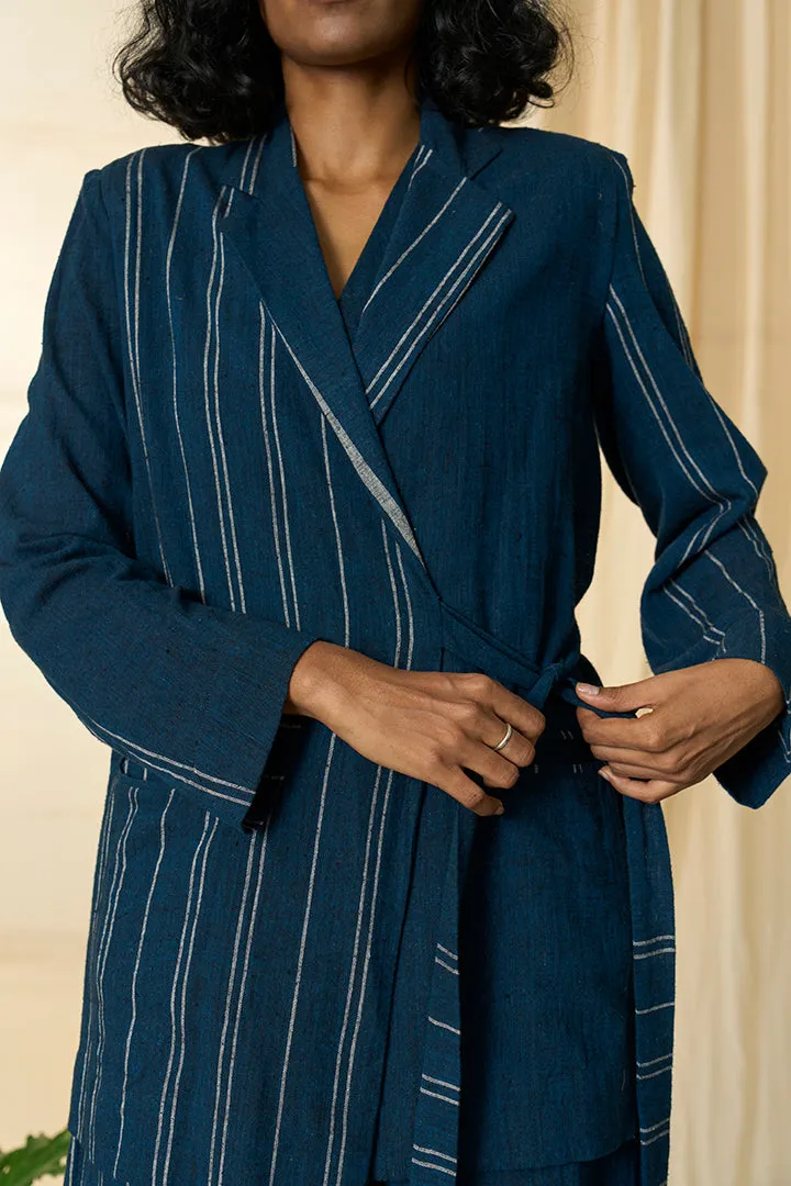 Cobalt Kala Cotton Tie Up Blazer