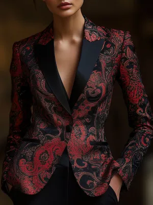 Contemporary Paisley Satin Blazer