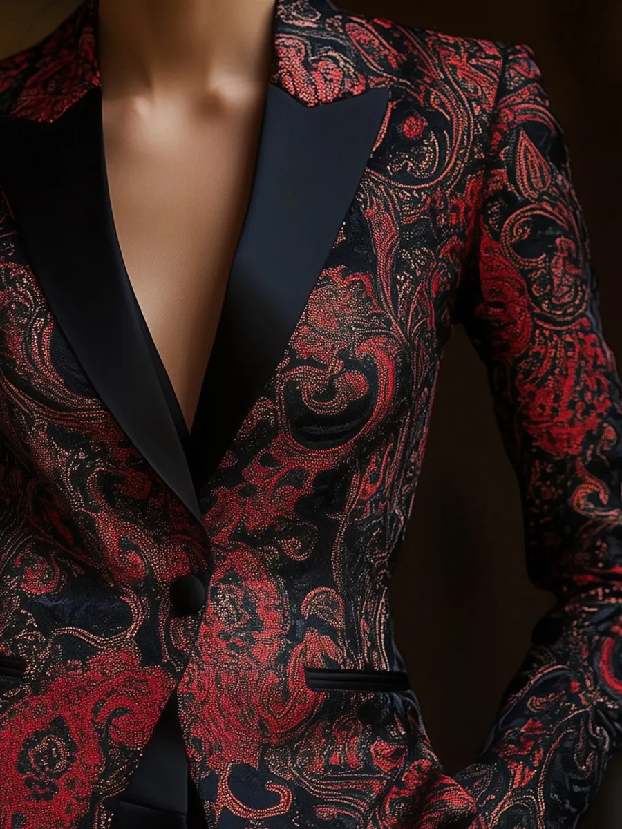 Contemporary Paisley Satin Blazer