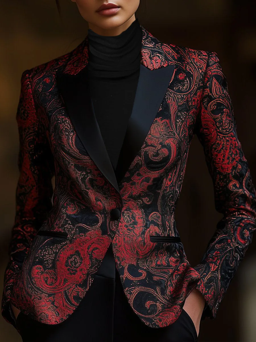 Contemporary Paisley Satin Blazer