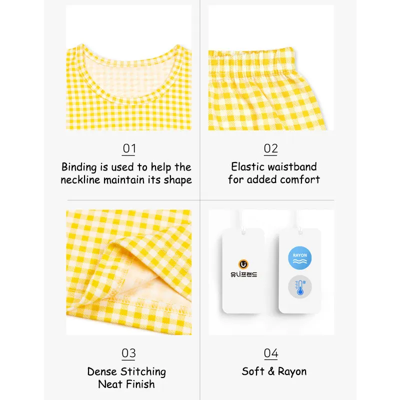 Cool Yellow Checked Dino Sleeveless Set 2405U05