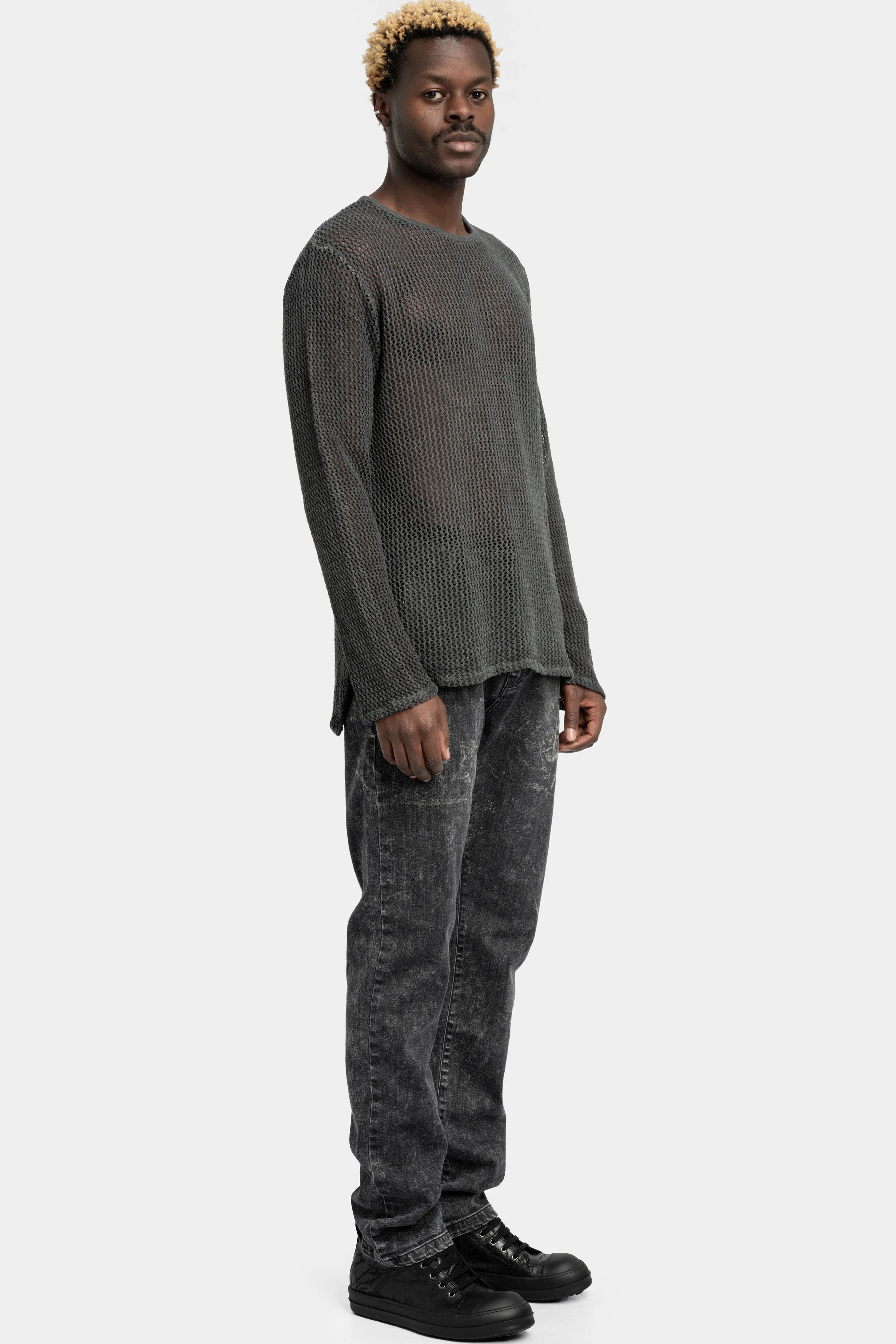 Cotton mesh knitted sweater
