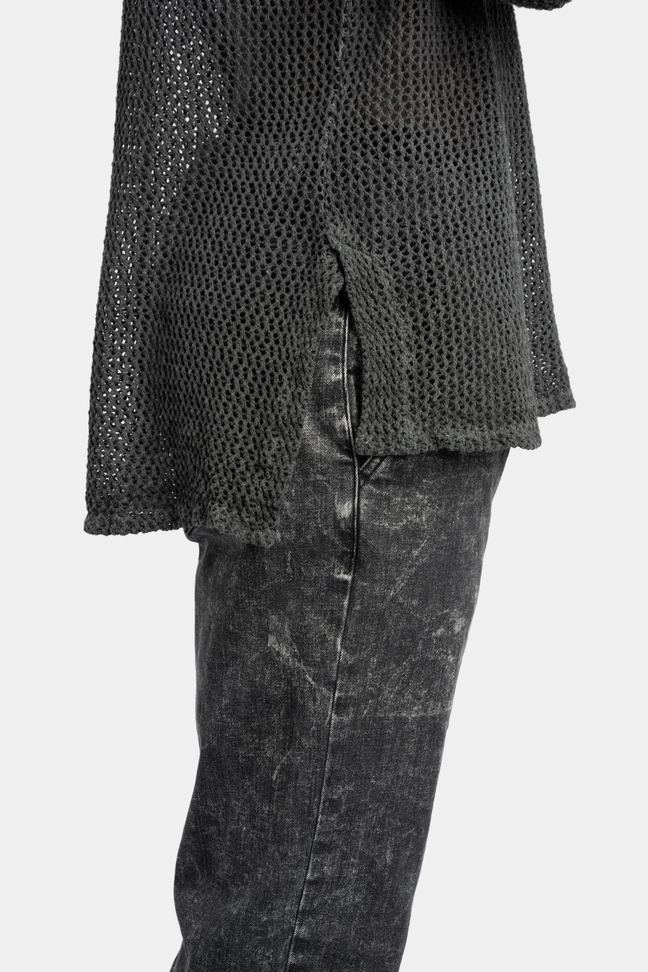 Cotton mesh knitted sweater