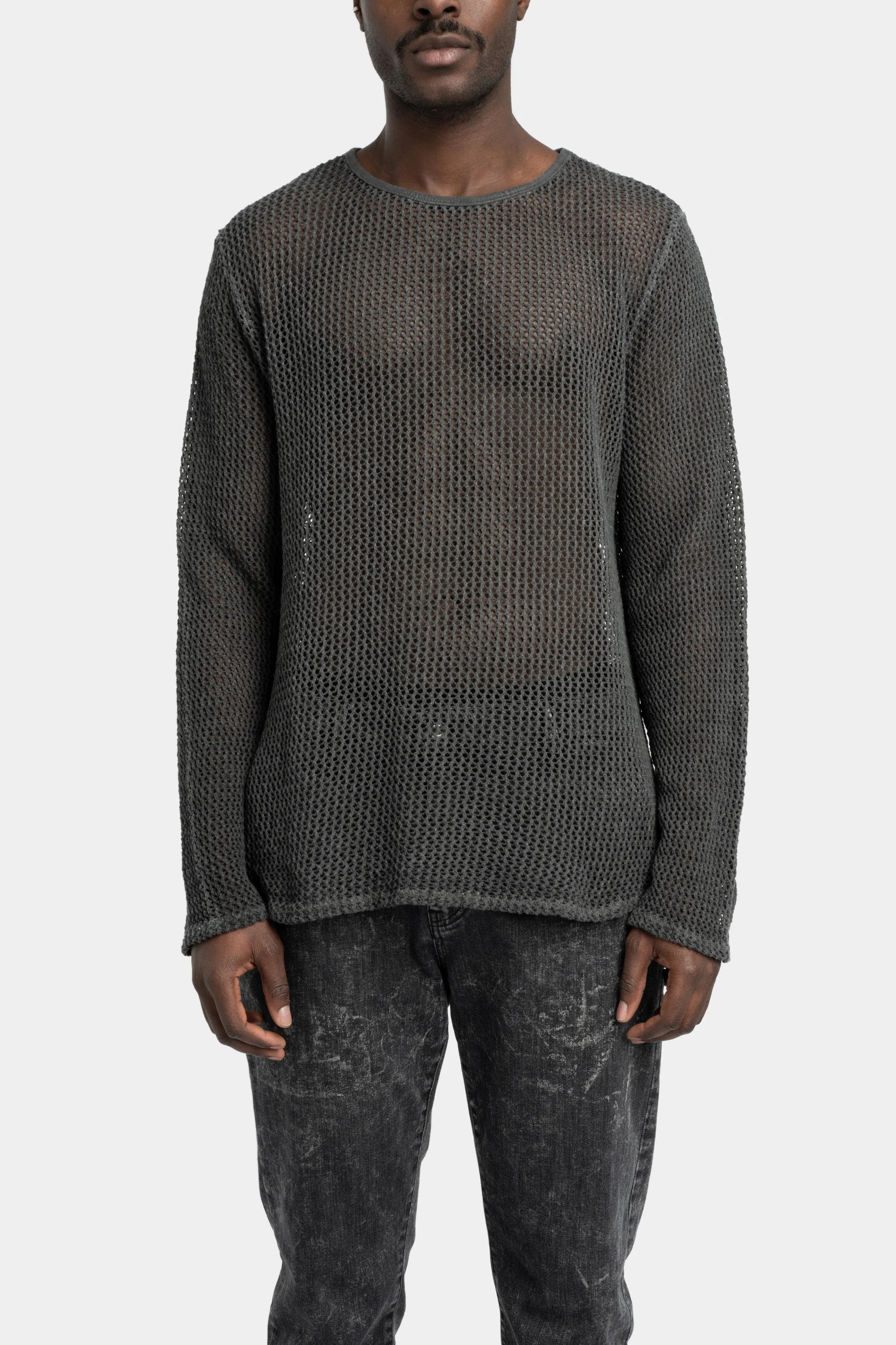 Cotton mesh knitted sweater