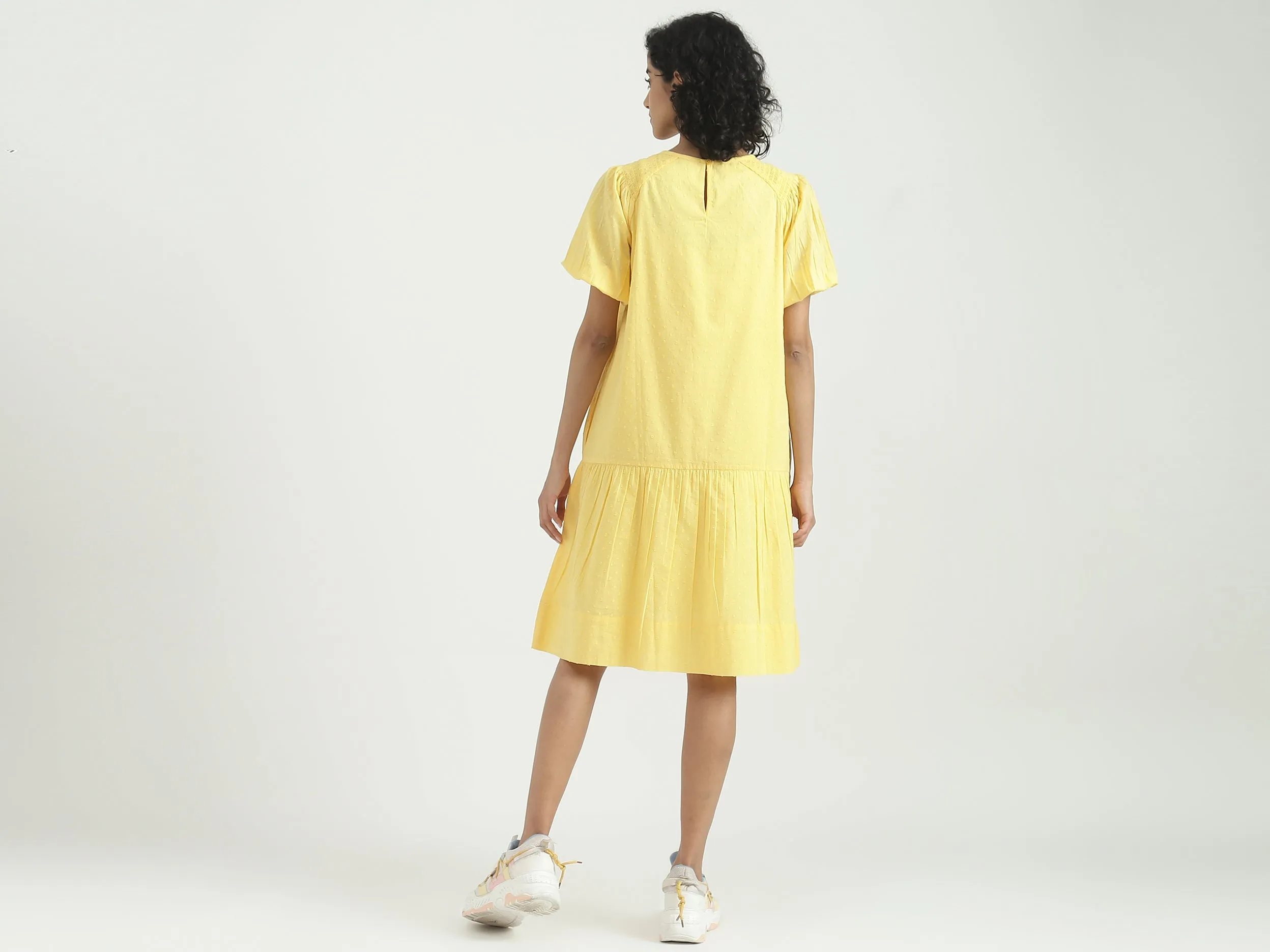 Cotton Solid Round Neck Women Dresses