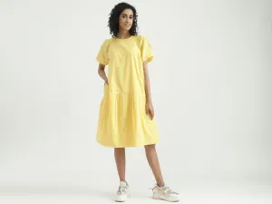 Cotton Solid Round Neck Women Dresses