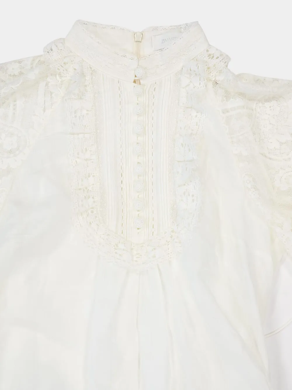 Cream Ascension Lace Yoke Midi Dress