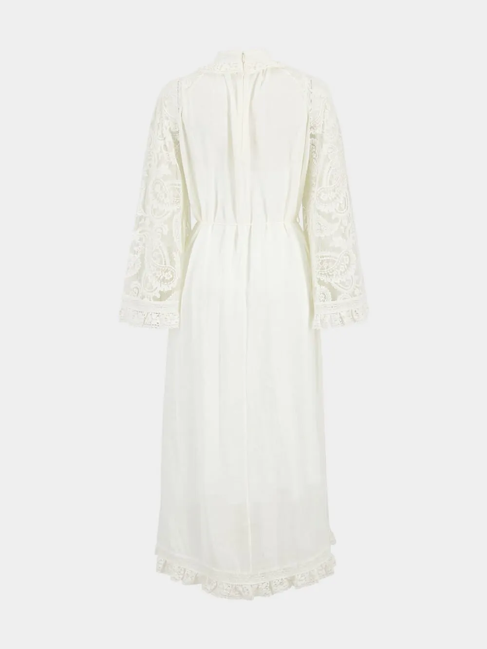 Cream Ascension Lace Yoke Midi Dress
