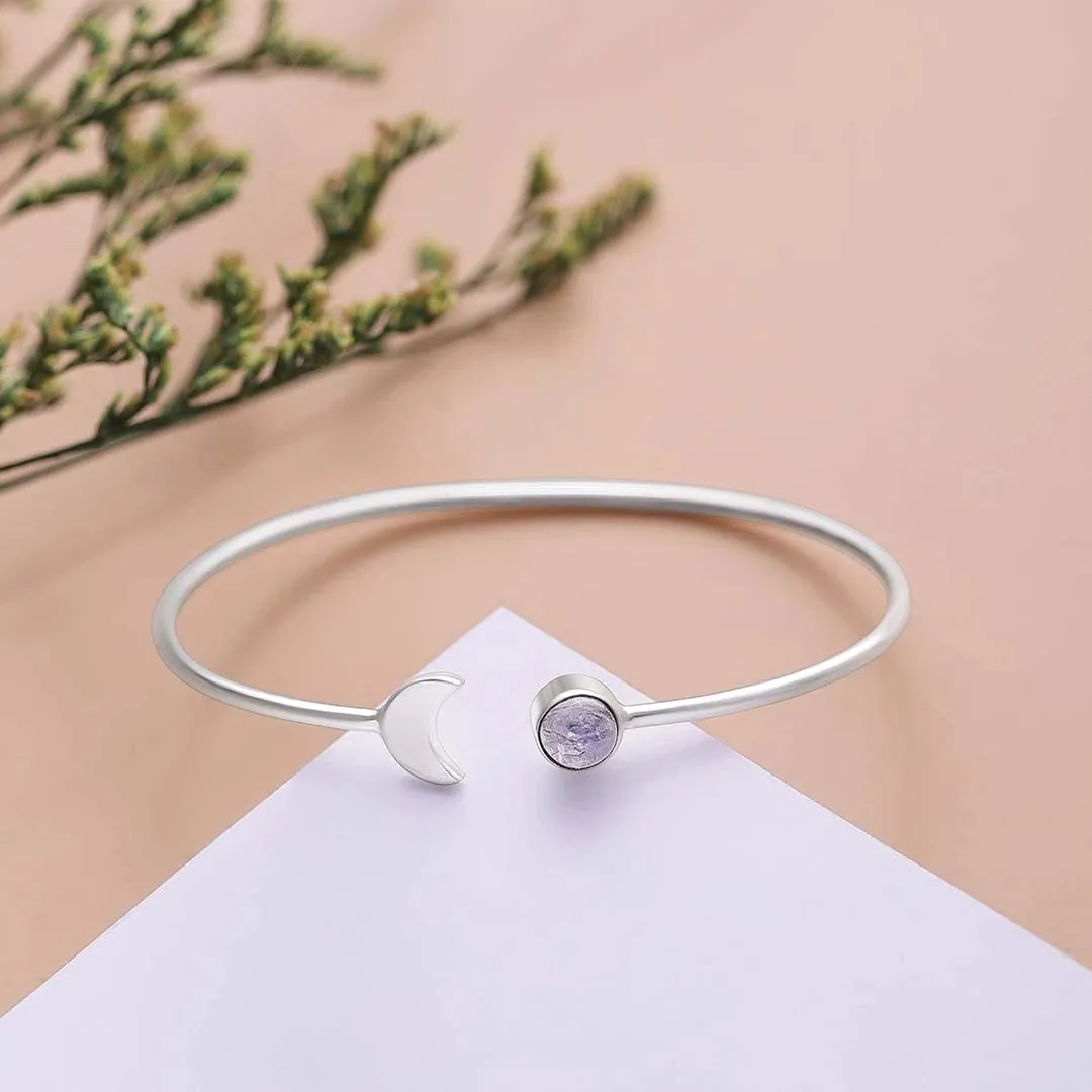 Crescent Moon and Sun Design 925 Sterling Silver Bracelet