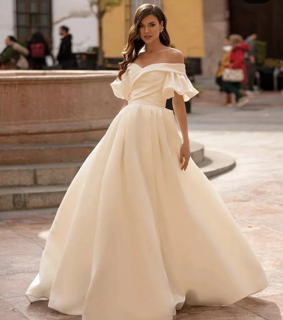 Customize To Measures 2025 Wedding Dress Short Sleeve Puff Sleeves Lace Up Backless Sweet Bridal GownCharming Robe De Mariee