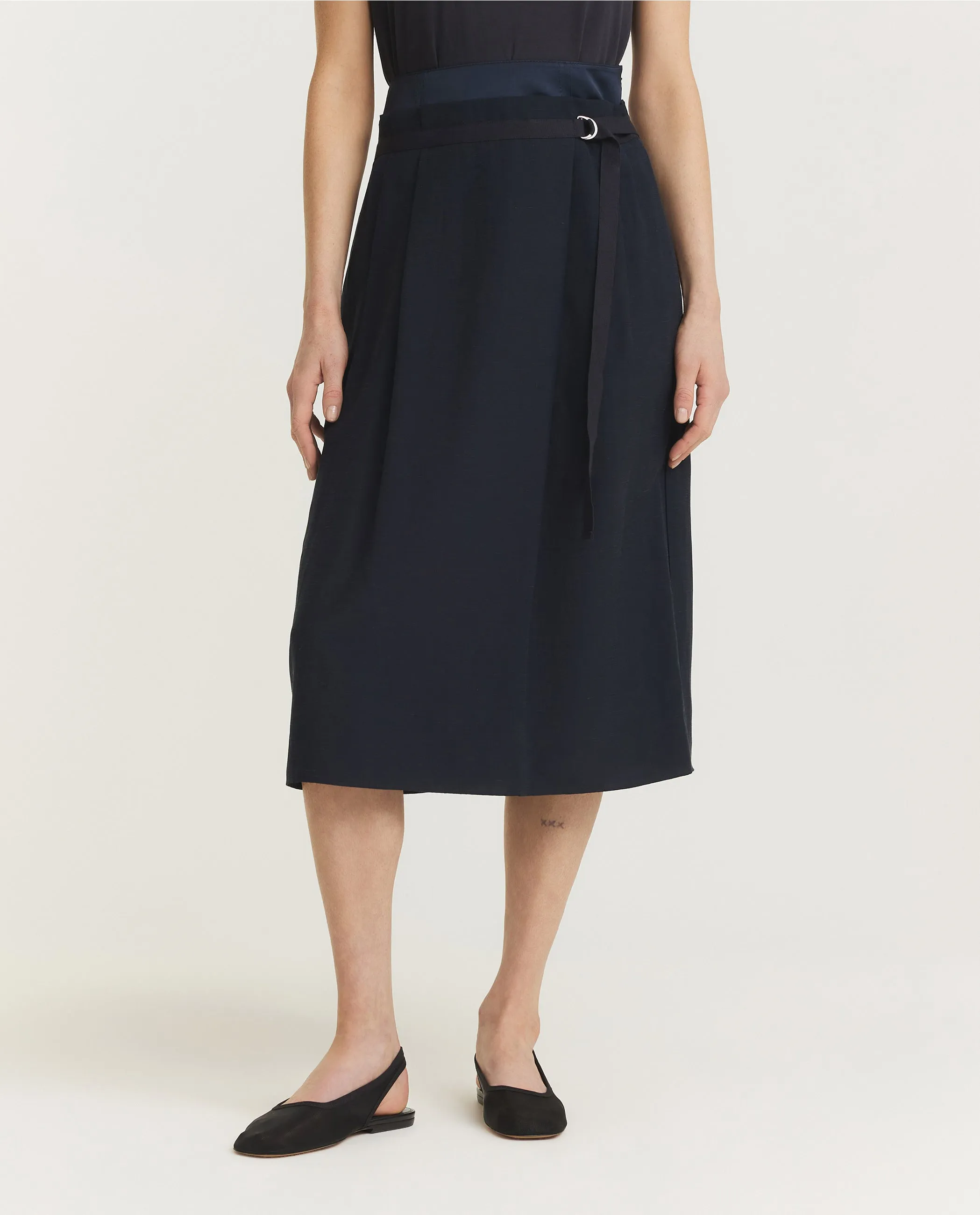 Dubbele Tailleband Rok - Donkerblauw