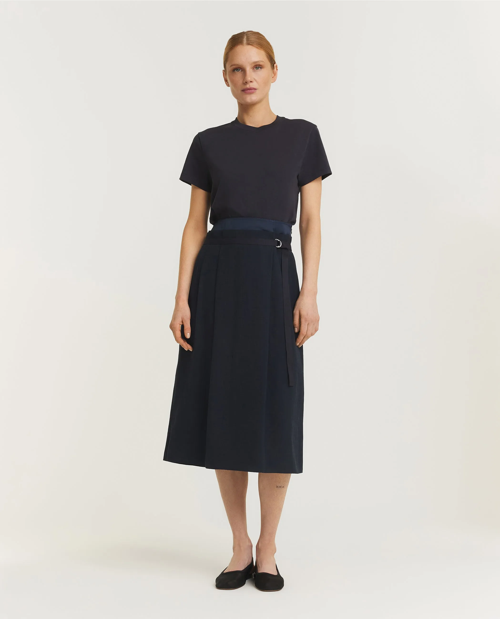Dubbele Tailleband Rok - Donkerblauw