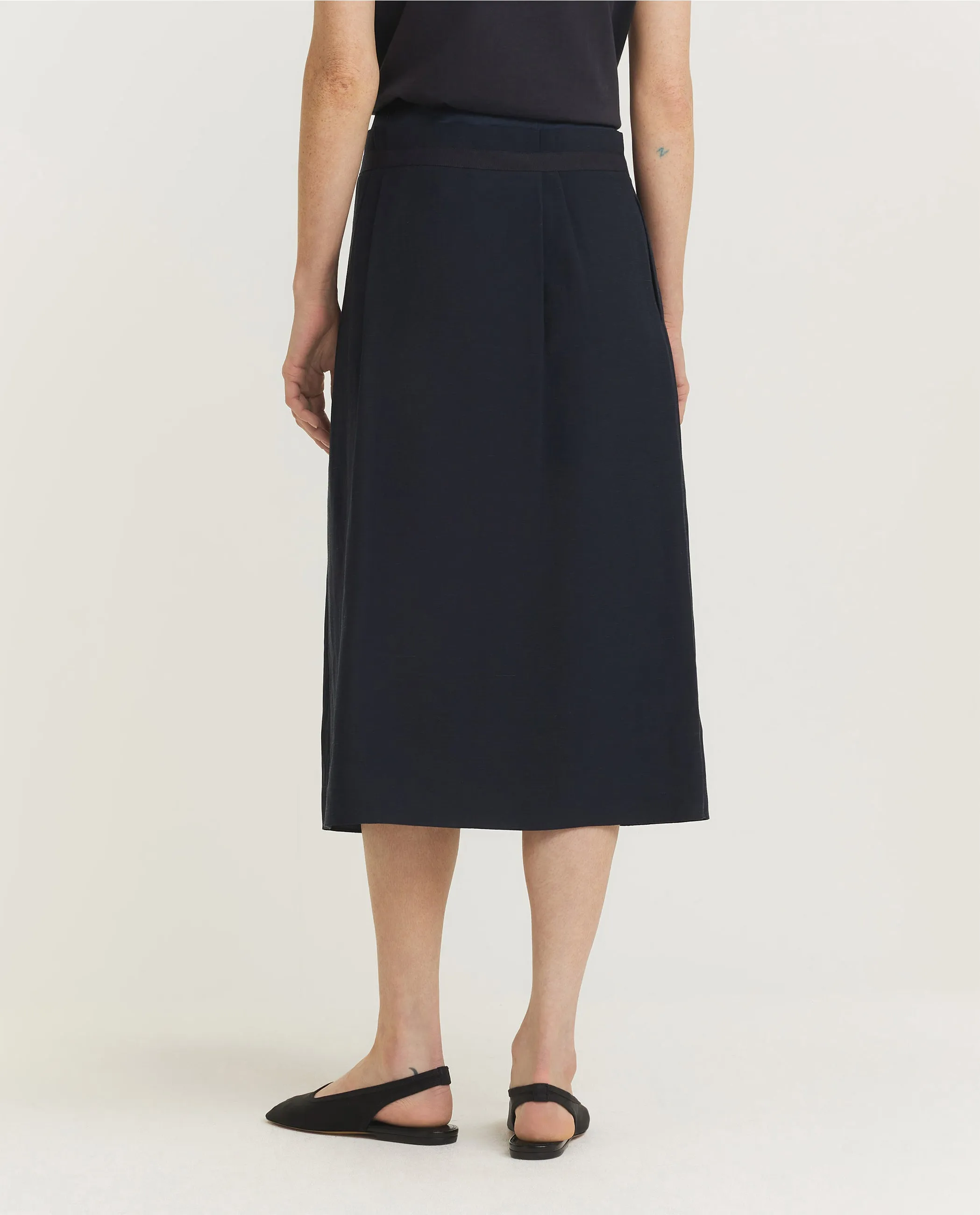 Dubbele Tailleband Rok - Donkerblauw