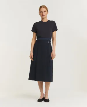 Dubbele Tailleband Rok - Donkerblauw