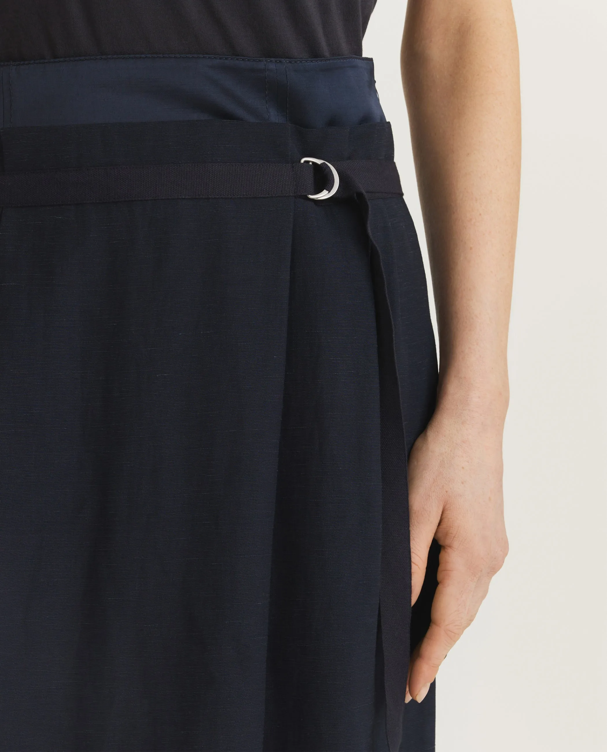 Dubbele Tailleband Rok - Donkerblauw