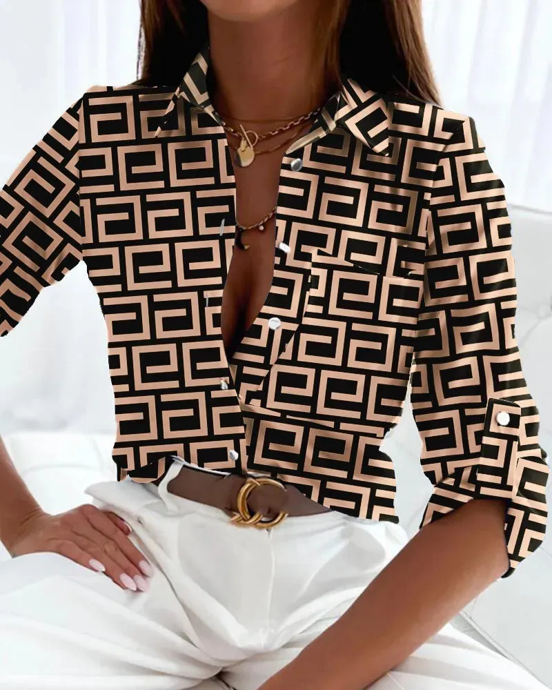 Elegant Women's Striped Button-Down Blouse