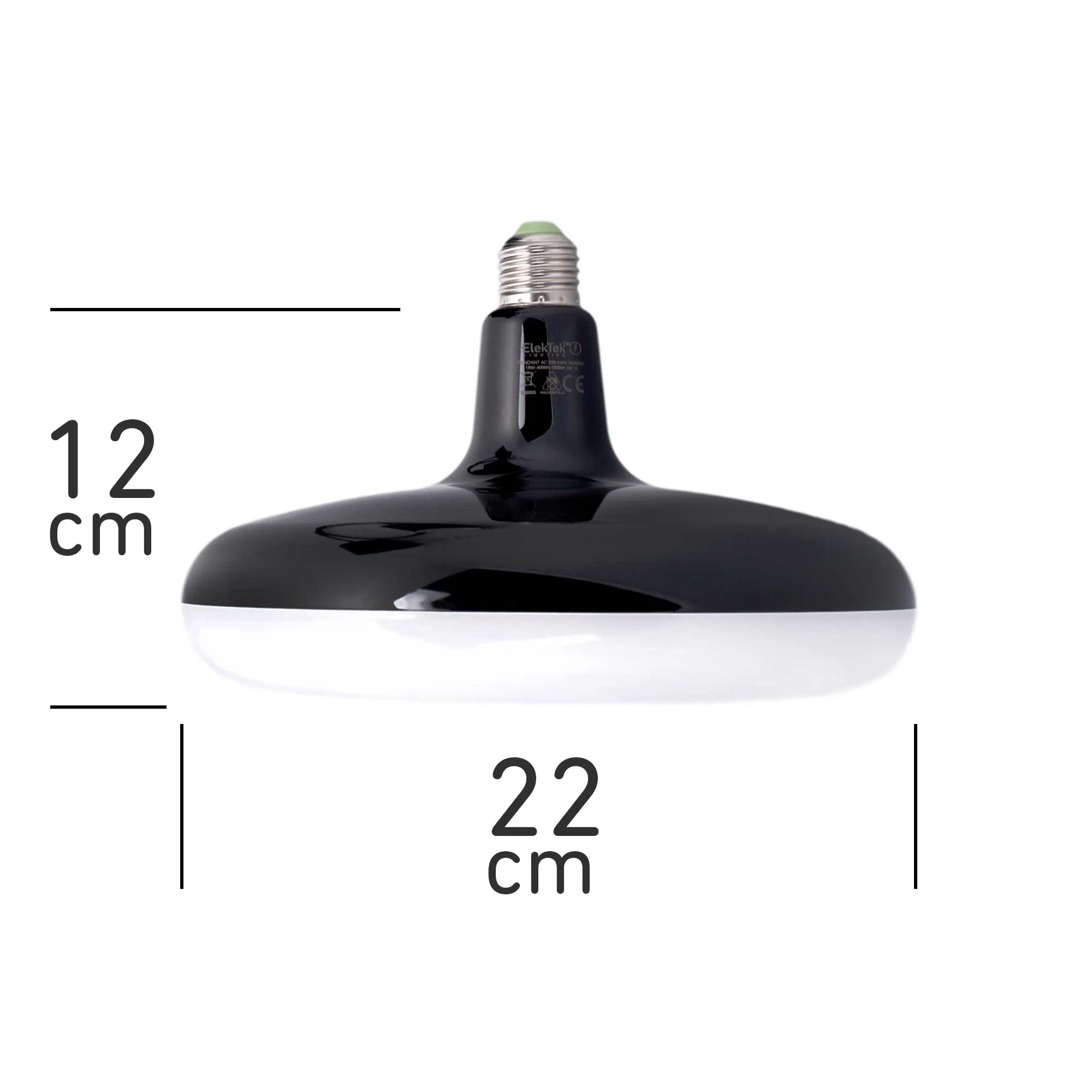 ElekTek Round LED E27 Bulb 220mm Dia 12 or 18 Watt Colours