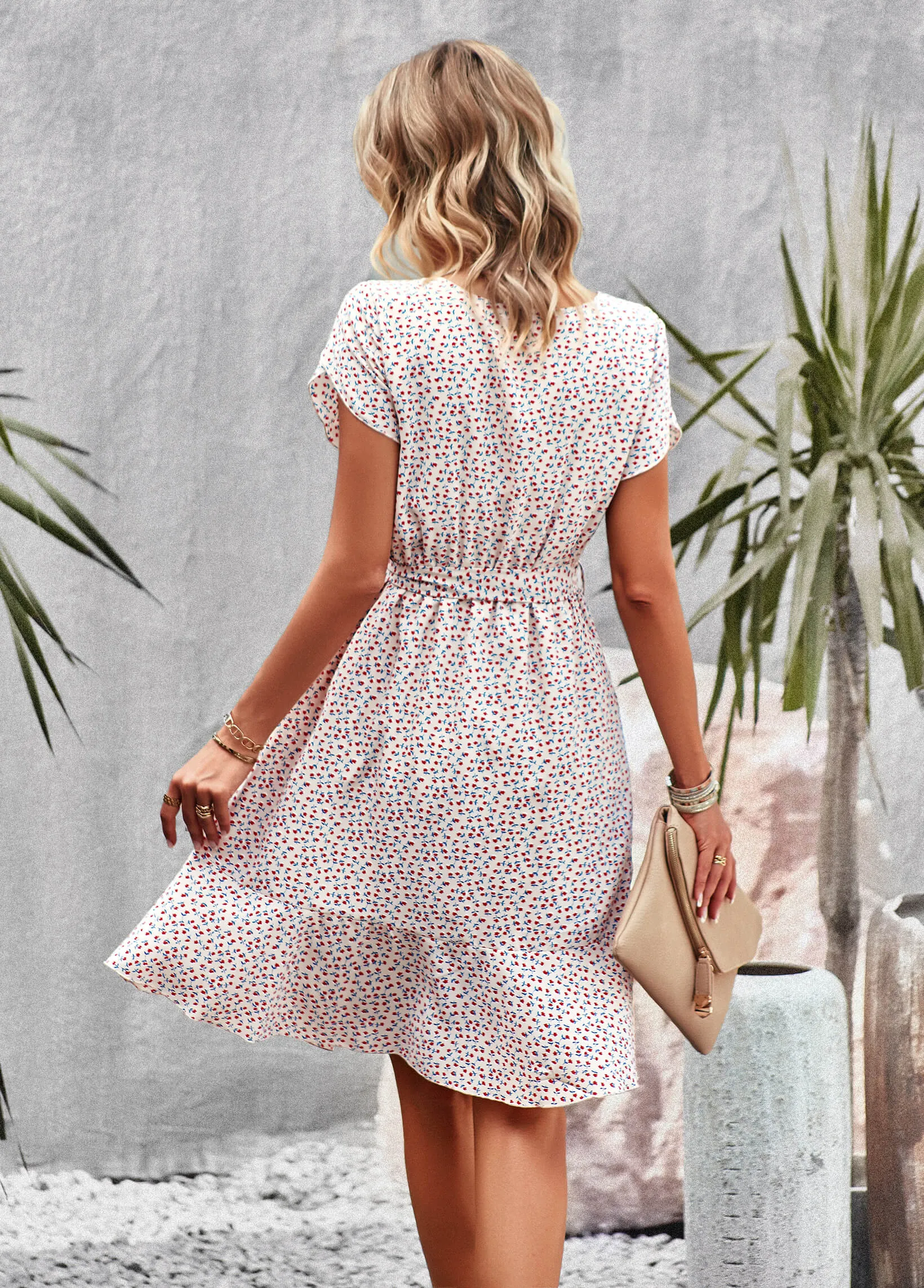 Emiliana Floral Doll Mini Dress - Cream