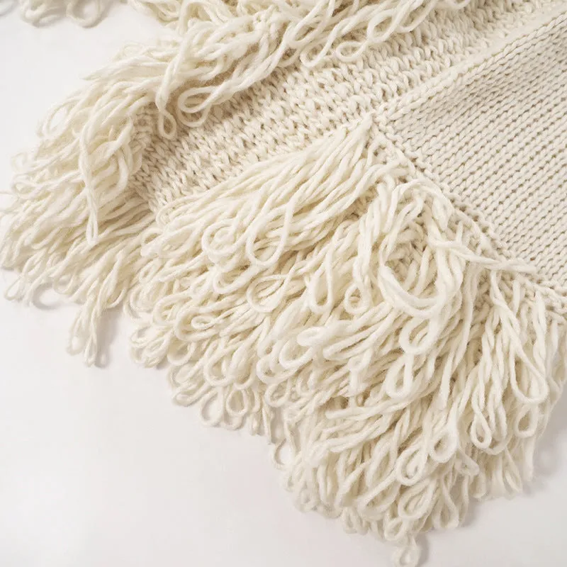 Fashion Long Sleeves Tassels Knitted Sweaters