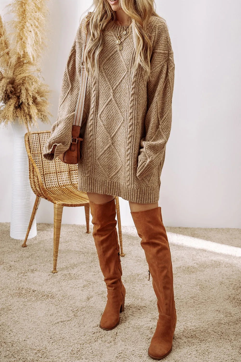 (Final Sale) Leafy Breeze Sweater Dress
