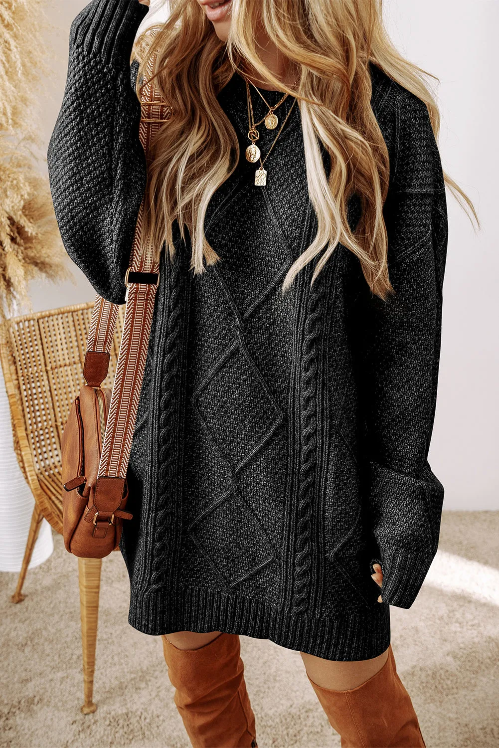 (Final Sale) Leafy Breeze Sweater Dress