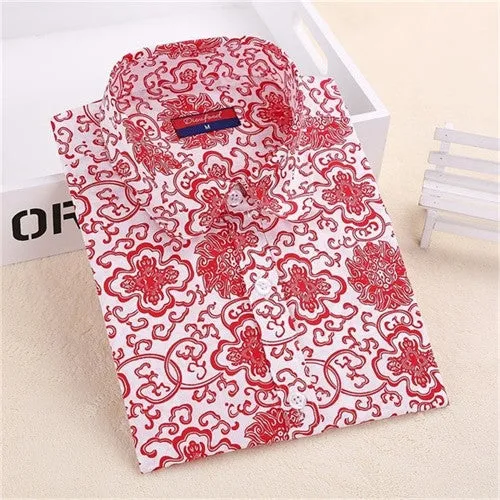 Floral Blouses Women Cotton Shirt Fashion Ladies Tops Female Plus Size Women Clothing Long Sleeve Blouse