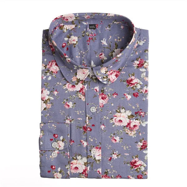 Floral Blouses Women Cotton Shirt Fashion Ladies Tops Female Plus Size Women Clothing Long Sleeve Blouse