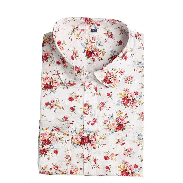 Floral Blouses Women Cotton Shirt Fashion Ladies Tops Female Plus Size Women Clothing Long Sleeve Blouse