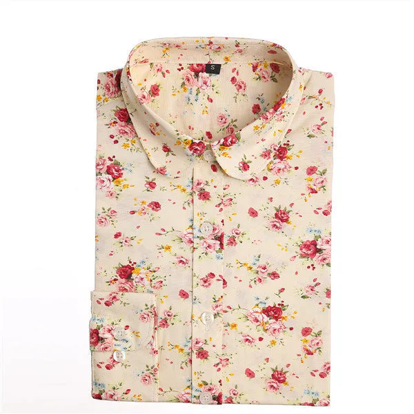 Floral Blouses Women Cotton Shirt Fashion Ladies Tops Female Plus Size Women Clothing Long Sleeve Blouse