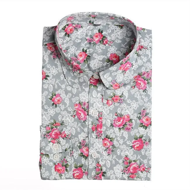 Floral Blouses Women Cotton Shirt Fashion Ladies Tops Female Plus Size Women Clothing Long Sleeve Blouse