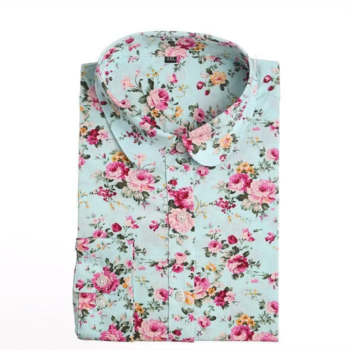 Floral Blouses Women Cotton Shirt Fashion Ladies Tops Female Plus Size Women Clothing Long Sleeve Blouse