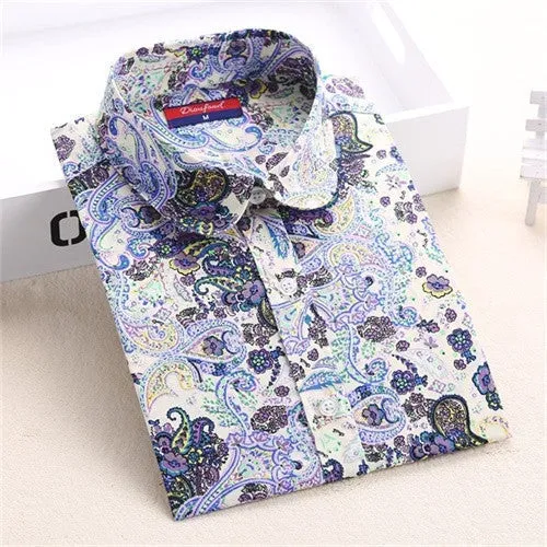 Floral Blouses Women Cotton Shirt Fashion Ladies Tops Female Plus Size Women Clothing Long Sleeve Blouse