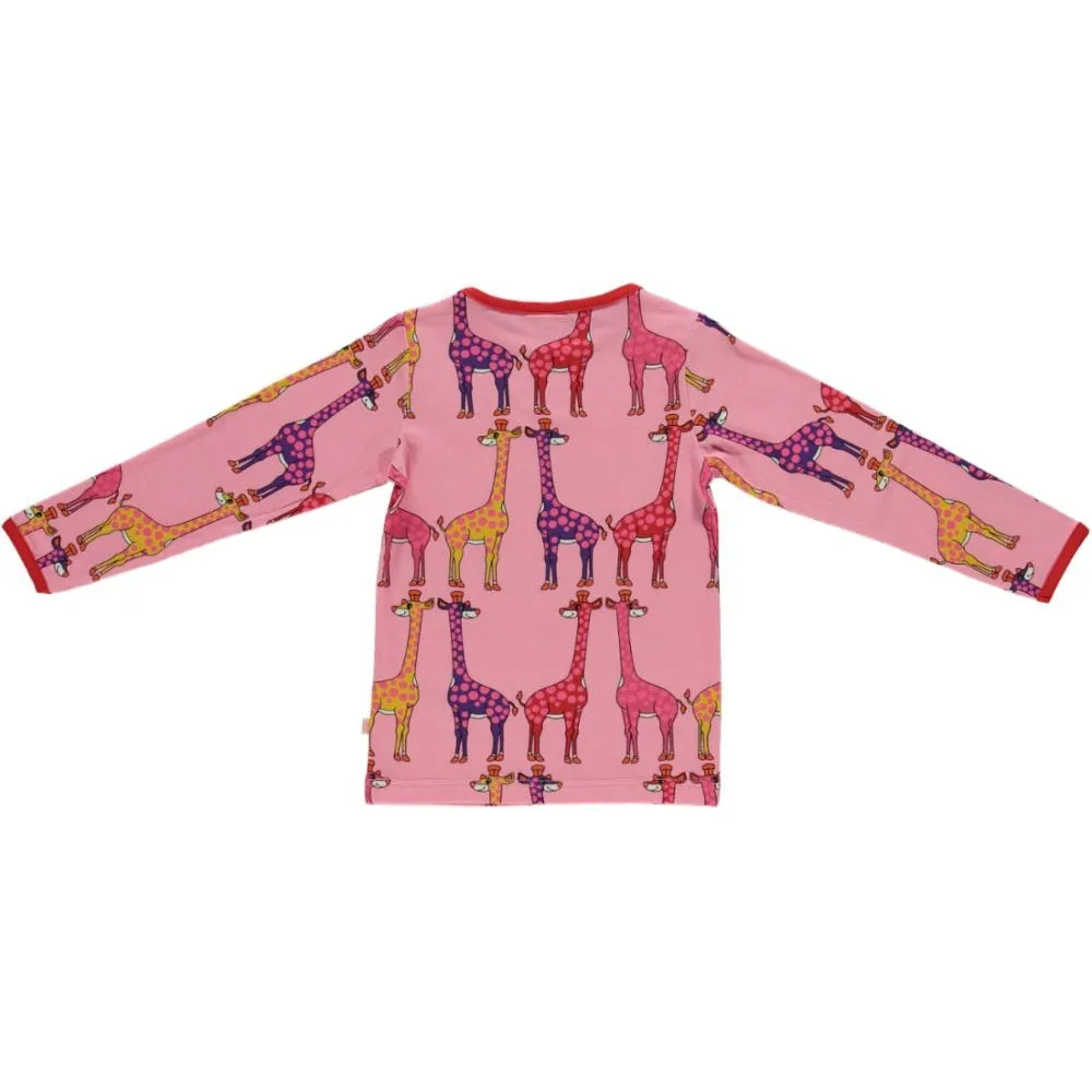 Giraffes Long Sleeve Shirt - Sea Pink - 1 Left Size 9-10 years
