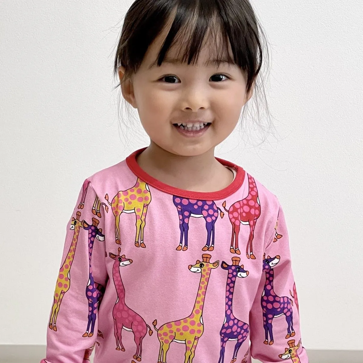 Giraffes Long Sleeve Shirt - Sea Pink - 1 Left Size 9-10 years
