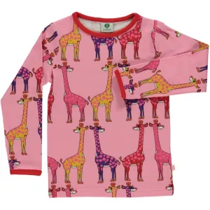 Giraffes Long Sleeve Shirt - Sea Pink - 1 Left Size 9-10 years