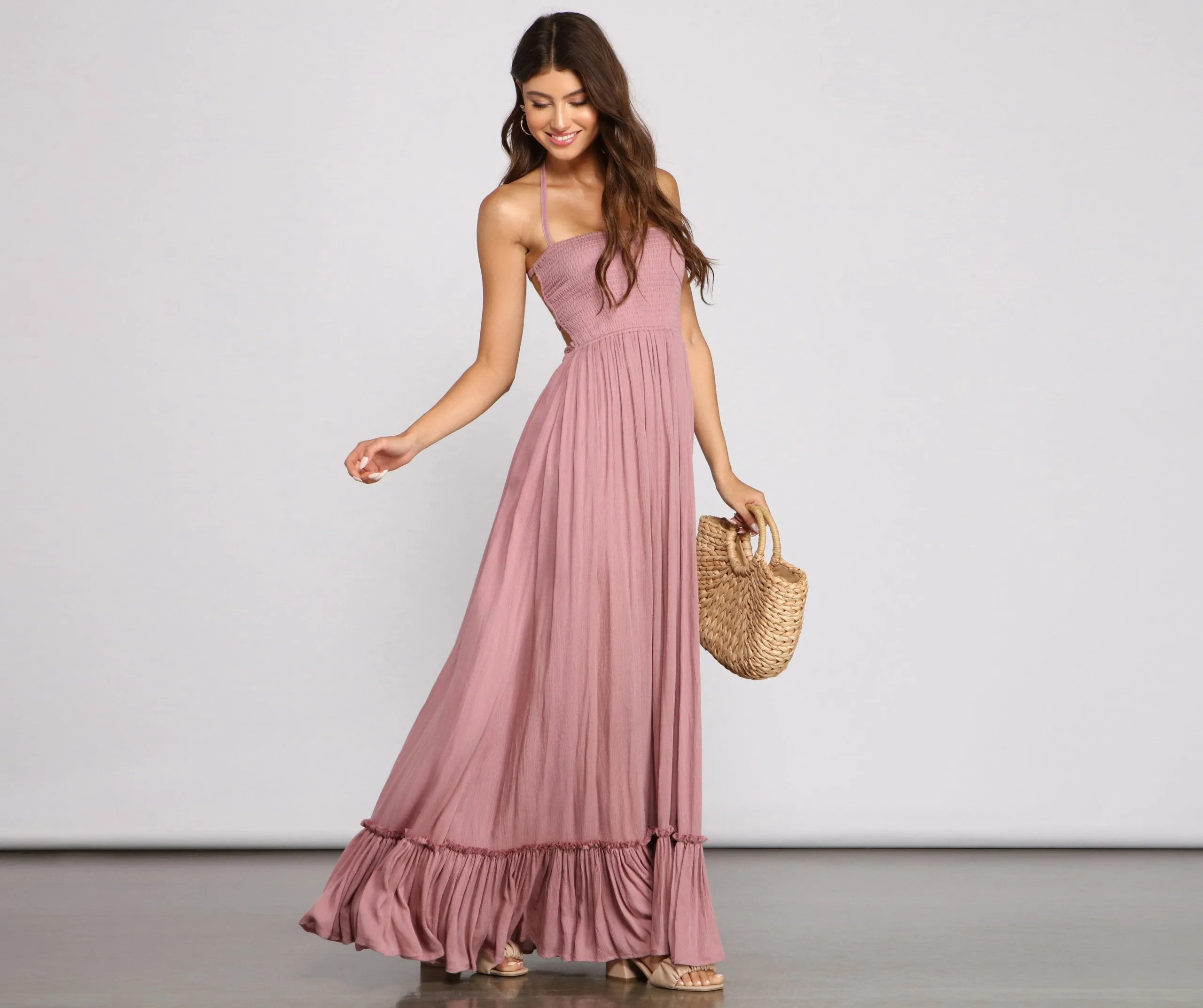 Go With The Charming Flow Smocked Maxi Dress
