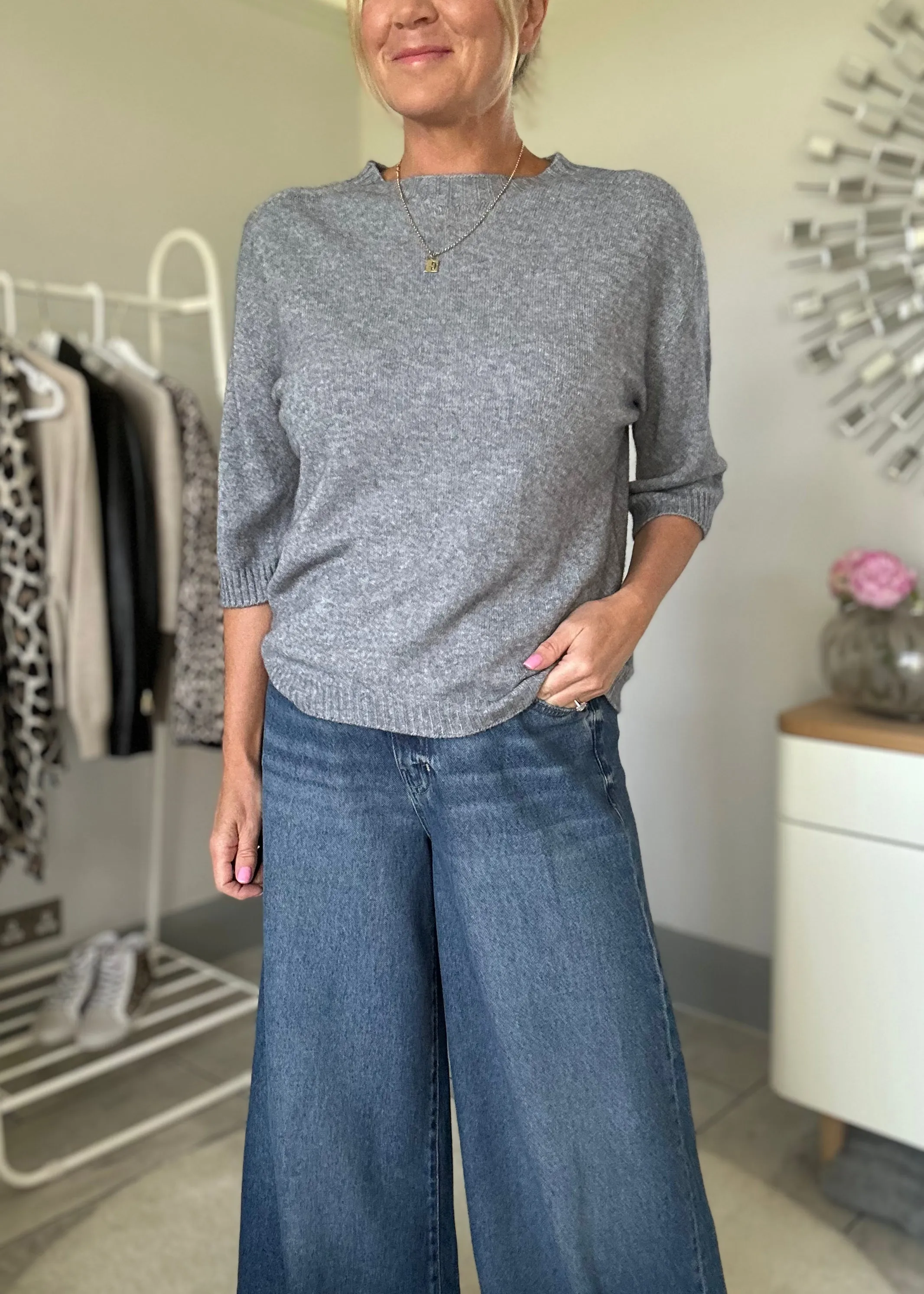 Grey Half Sleeve Jumper