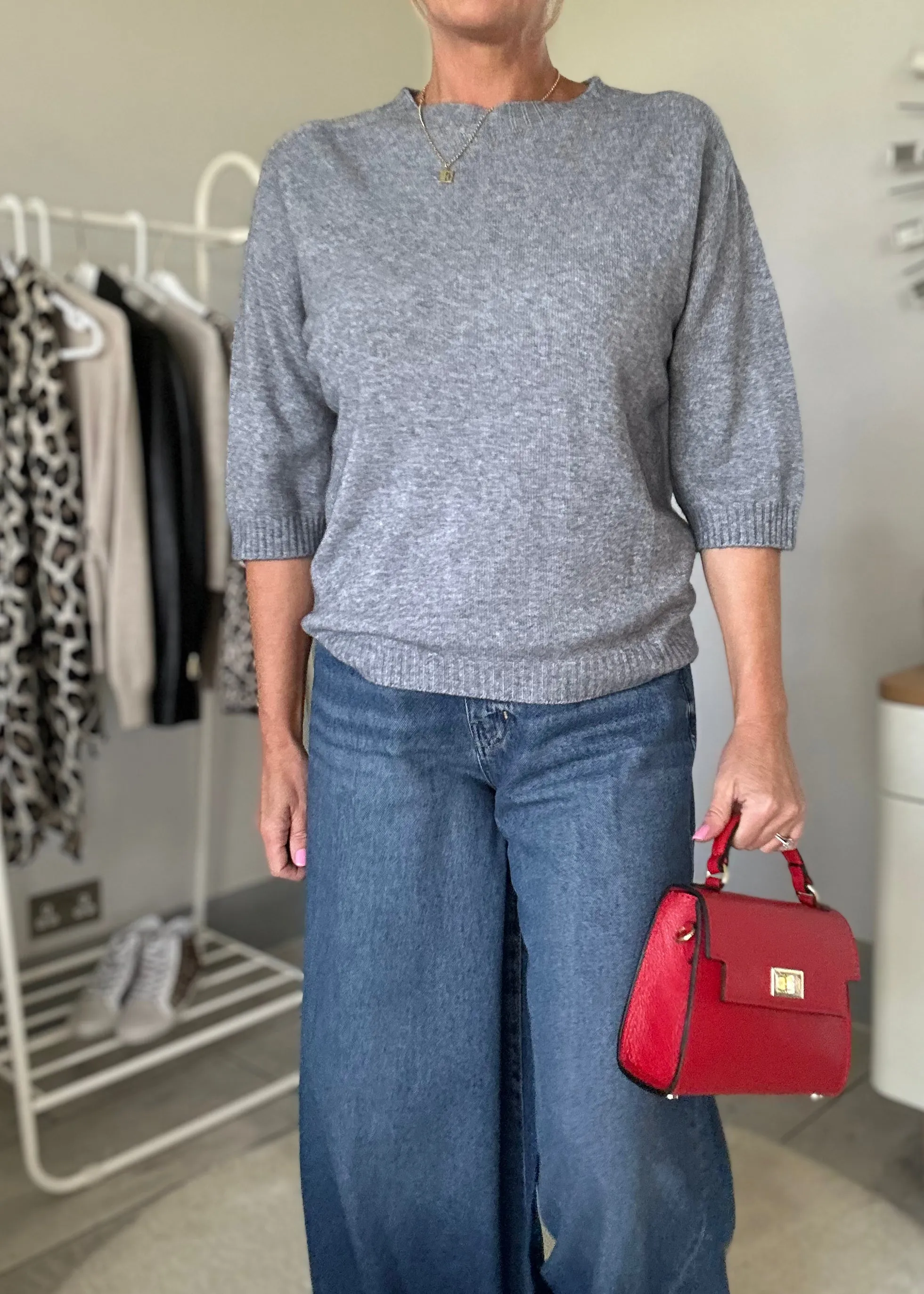 Grey Half Sleeve Jumper