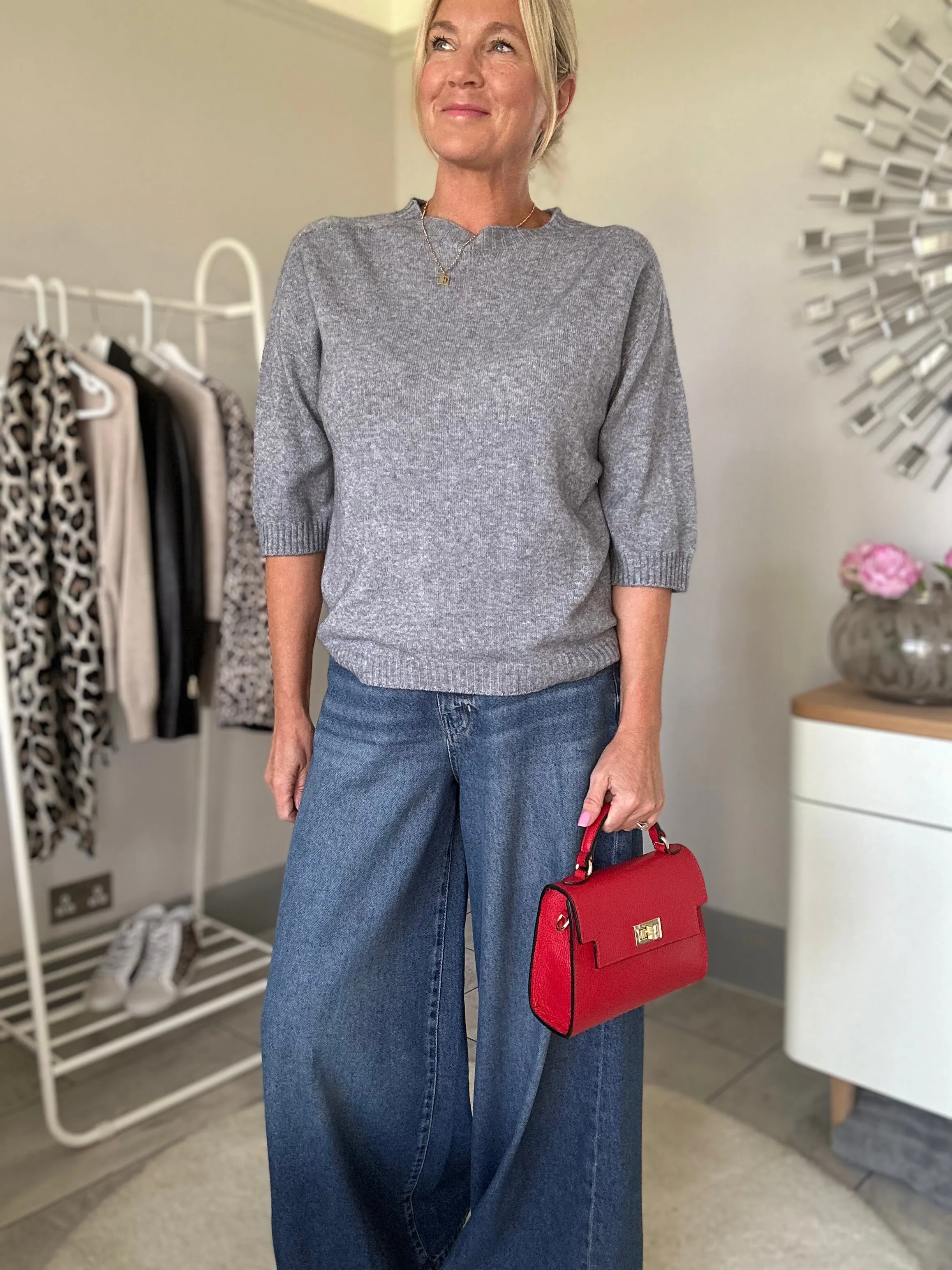 Grey Half Sleeve Jumper